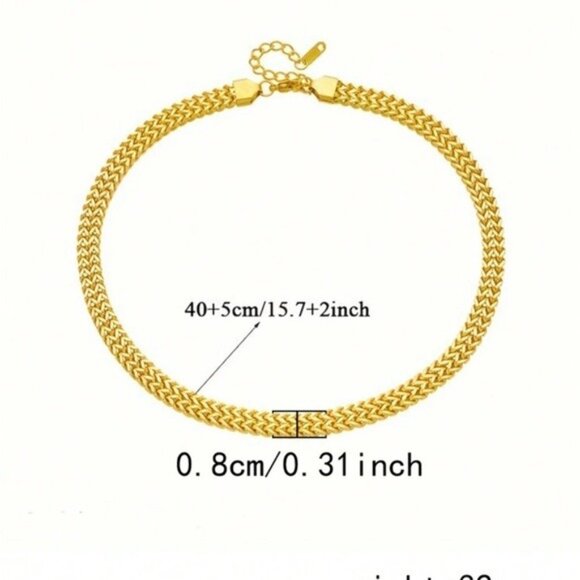 Gold Plated Herringbone Chain Necklace With Adjustable Clasp - Picture 3 of 3